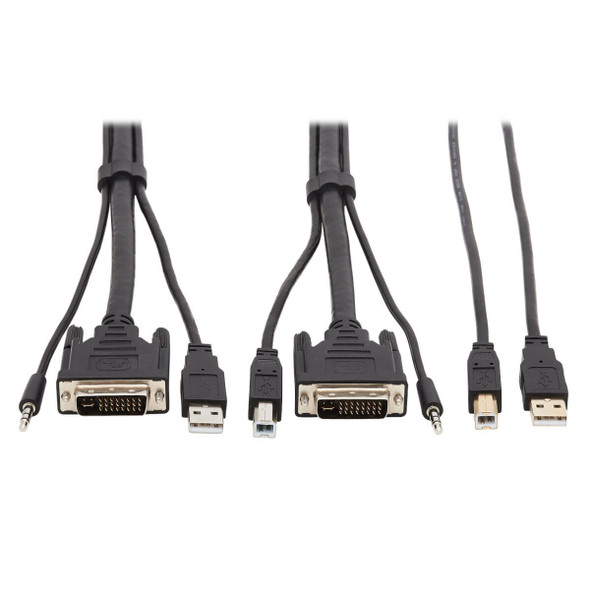 Tripp Lite DVI KVM Cable Kit - DVI, USB, 3.5 mm Audio (3xM/3xM) + USB (M/M), 1080p, 10 ft. (3.05 m) P784-010-U 037332243805