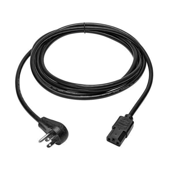 Tripp Lite Desktop Computer AC Power Cord, Right-Angle NEMA 5-15P to C13 - 10A, 125V, 18 AWG, 10 ft., Black P006-010-15D 037332241894