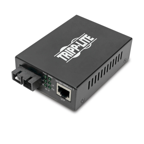 Tripp Lite Gigabit Singlemode Fiber to Ethernet Media Converter, POE+ - 10/100/1000 SC, 1310 nm, 20 km (12.4 mi.) N785-P01-SC-SM1 037332236944