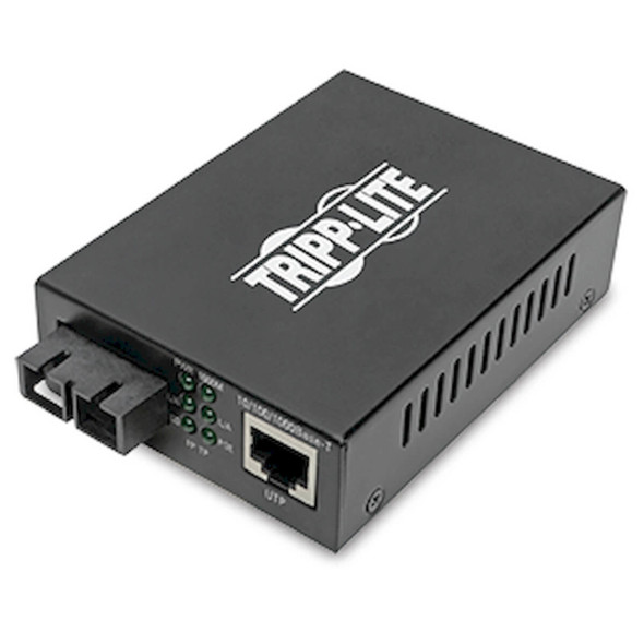 Tripp Lite Gigabit Multimode Fiber to Ethernet Media Converter, POE+ - 10/100/1000 SC, 850 nm, 550 m (1804 ft.) N785-P01-SC-MM1 037332236913