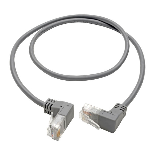 Tripp Lite N201-SR2-GY Right-Angle Cat6 Gigabit Snagless Molded Slim UTP Ethernet Cable (RJ45 M/M), Gray, 2 ft. (0.61 m) N201-SR2-GY 037332232694