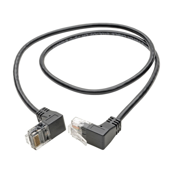 Tripp Lite N201-SR2-BK Right-Angle Cat6 Gigabit Snagless Molded Slim UTP Ethernet Cable (RJ45 M/M), Black, 2 ft. (0.61 m) N201-SR2-BK 037332232670