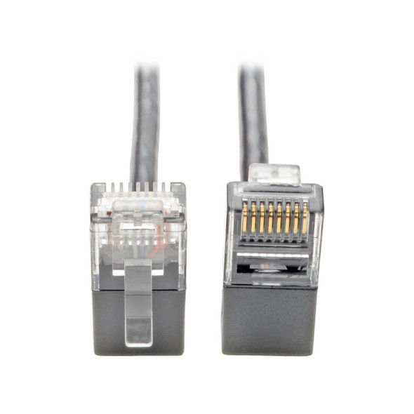 Tripp Lite N201-SR1-GY Right-Angle Cat6 Gigabit Snagless Molded Slim UTP Ethernet Cable (RJ45 M/M), Gray, 1 ft. (0.31 m) N201-SR1-GY 037332232687