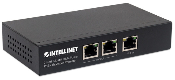 Intellinet 2-Port Gigabit High-Power PoE+ Extender Repeater, IEEE 802.3at/af Power over Ethernet (PoE+/PoE), metal 561266 766623561266