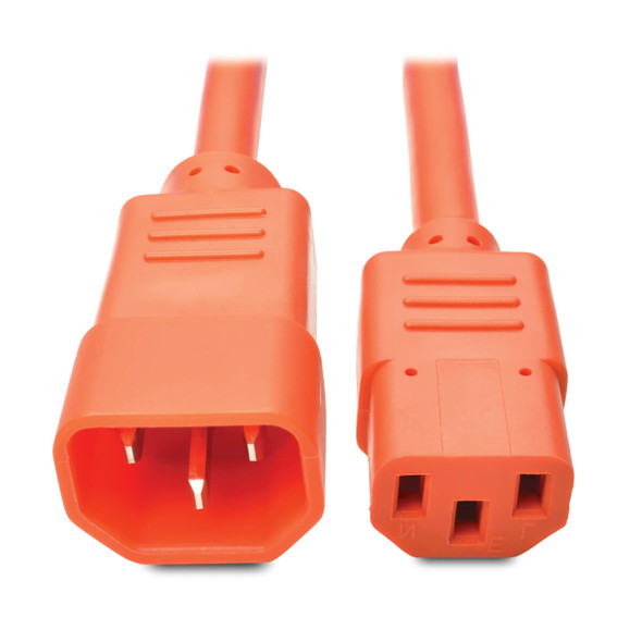 Tripp Lite P005-002-AOR Heavy-Duty PDU Power Cord, C13 to C14 - 15A, 250V, 14 AWG, 2 ft. (0.61 m), Orange P005-002-AOR 037332199393