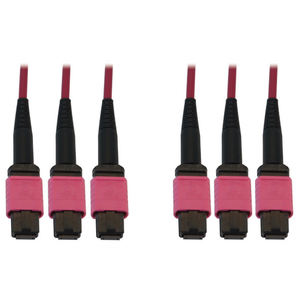 Tripp Lite N858B-23M-3X8MG 40/100/400G Multimode 50/125 OM4 Fiber Optic Cable (3x8F MTP/MPO-PC F/F), LSZH, Magenta, 23 m (75.5 ft.) N858B-23M-3X8MG 037332272973
