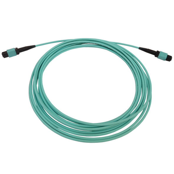 Tripp Lite N844B-05M-12-P 40/100/400G Multimode 50/125 OM3 Fiber Optic Cable (12F MTP/MPO-PC F/F), LSZH, Aqua, 5 m (16.4 ft.) N844B-05M-12-P 037332272898