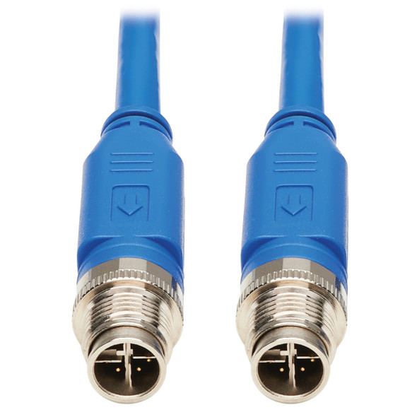 Tripp Lite NM12-601-03M-BL M12 X-Code Cat6 1G UTP CMR-LP Ethernet Cable (M/M), IP68, PoE, Blue, 3 m (9.8 ft.) NM12-601-03M-BL 037332265333
