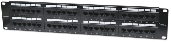Intellinet Patch Panel, Cat5e, UTP, 48-Port, 2U, Black 513579 766623513579