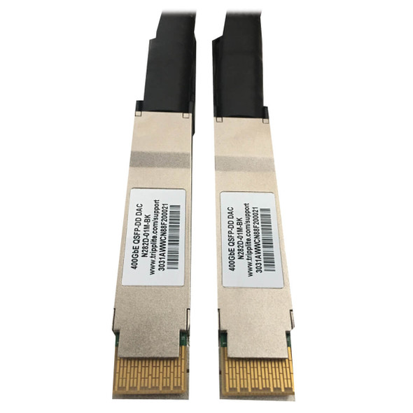 Tripp Lite N282D-01M-BK 400G Passive Twinax Direct-Attach Cable (QSFP-DD/QSFP-DD), Black/Silver, 1 m N282D-01M-BK 037332258205