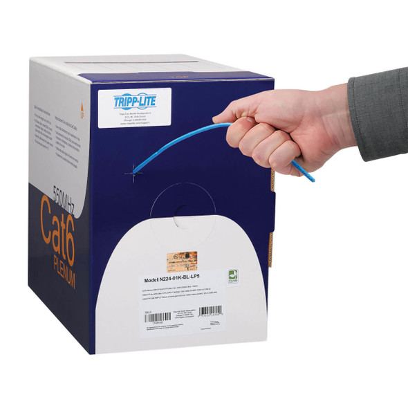 Tripp Lite N224-01K-BL-LP5 Cat6 Gigabit Solid Core UTP Bulk Ethernet Cable, CMP-LP 0.5A Plenum, 100W PoE/PoE++, Blue, 1000 ft. (304.8 m) N224-01K-BL-LP5 037332247940