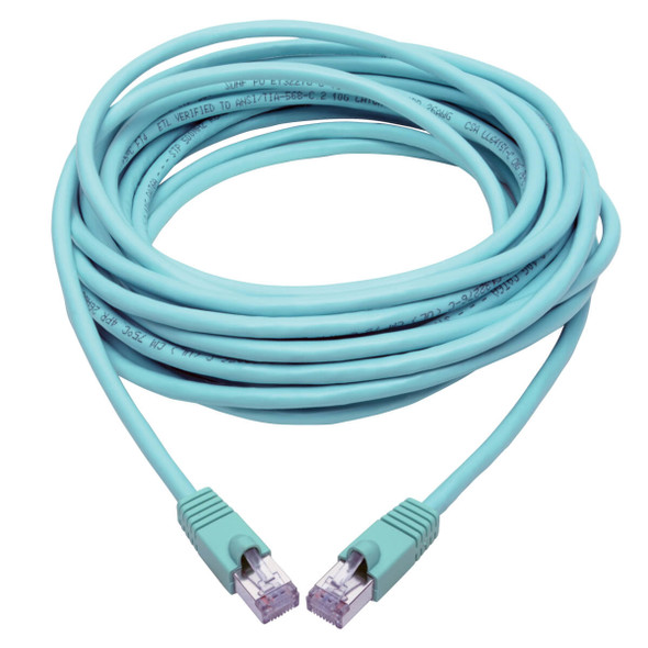 Tripp Lite N262-030-AQ Cat6a 10G-Certified Snagless Shielded STP Ethernet Cable (RJ45 M/M), PoE, Aqua, 30 ft. (9.14 m) N262-030-AQ 037332239648