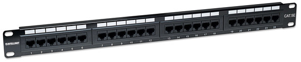 Intellinet Patch Panel, Cat5e, UTP, 24-Port, 1U, Black 513555 766623513555