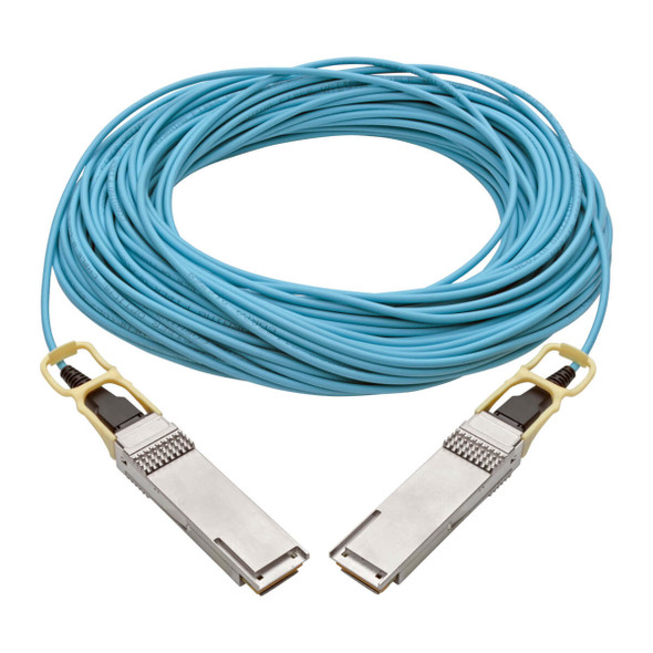 Tripp Lite N28H-30M-AQ QSFP28 to QSFP28 Active Optical Cable - 100GbE, AOC, M/M, Aqua, 30M (98.42 ft.) N28H-30M-AQ 037332225658