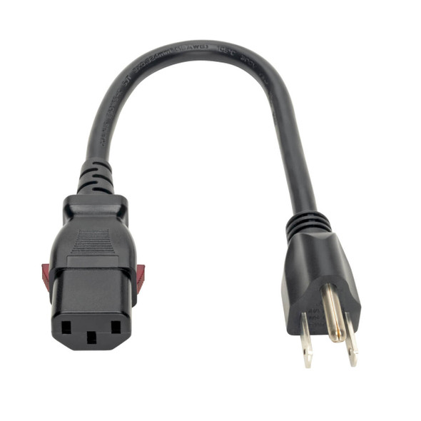 Tripp Lite NEMA 5-15P to C13 Computer Power Cord, Locking C13 Connector – 10A, 125V, 18 AWG, 1 ft. P006-L01 037332218254