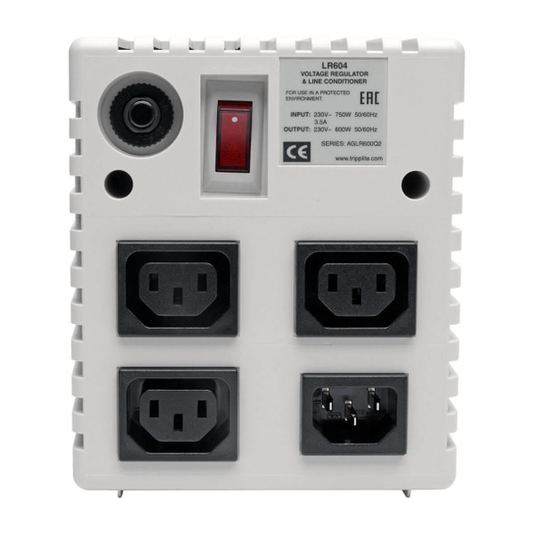 Tripp Lite LR604 600W 230V Power Conditioner with Automatic Voltage Regulation (AVR), AC Surge Protection, 3 Outlets, UNIPLUGINT Adapter LR604 037332116642