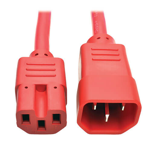 Tripp Lite P018-002-ARD Power Cord C14 to C15 - Heavy-Duty, 15A, 250V, 14 AWG, 2 ft. (0.61 m), Red P018-002-ARD 037332199089