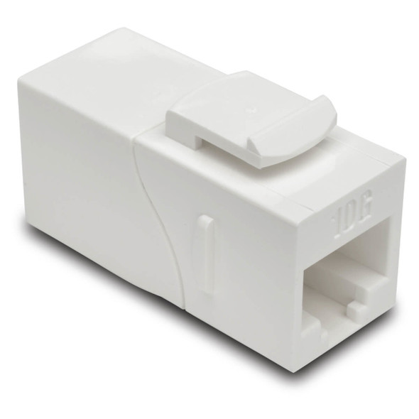 Tripp Lite N235-001-WH-6AD Cat6a Straight-Through Modular In-Line Snap-In Coupler with 90-Degree Down-Angled Port, White (RJ45 F/F) N235-001-WH-6AD 037332197184