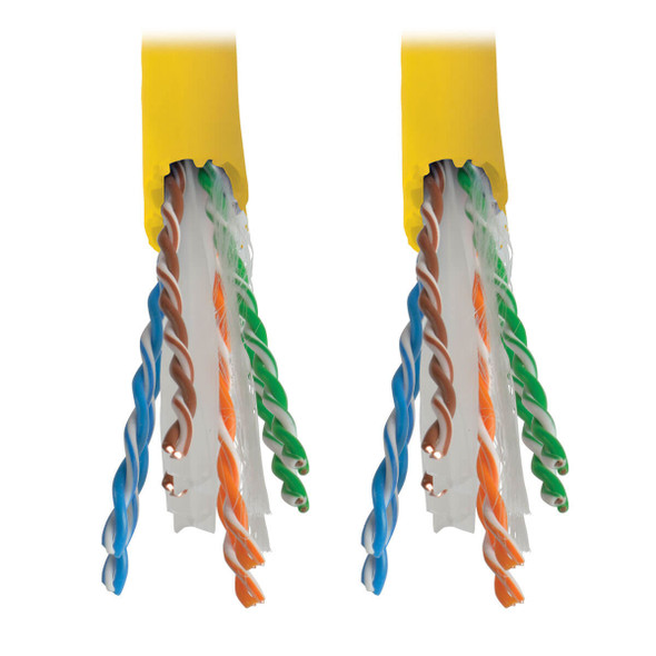 Tripp Lite N222-01K-YW Cat6 Gigabit Solid Core UTP PVC Bulk Ethernet Cable, Yellow, 1000 ft. (304.8 m), TAA N222-01K-YW 037332196613