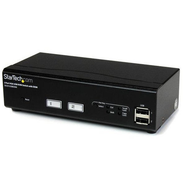 StarTech.com 2 Port USB VGA KVM Switch with DDM Fast Switching Technology and Cables SV231USBDDM 065030858182