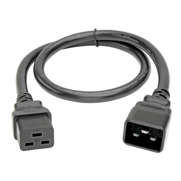 Tripp Lite P036-002 Power Extension Cord, C19 to C20 - Heavy-Duty, 20A, 250V, 12 AWG, 2 ft. (0.61 m), Black P036-002 037332141613