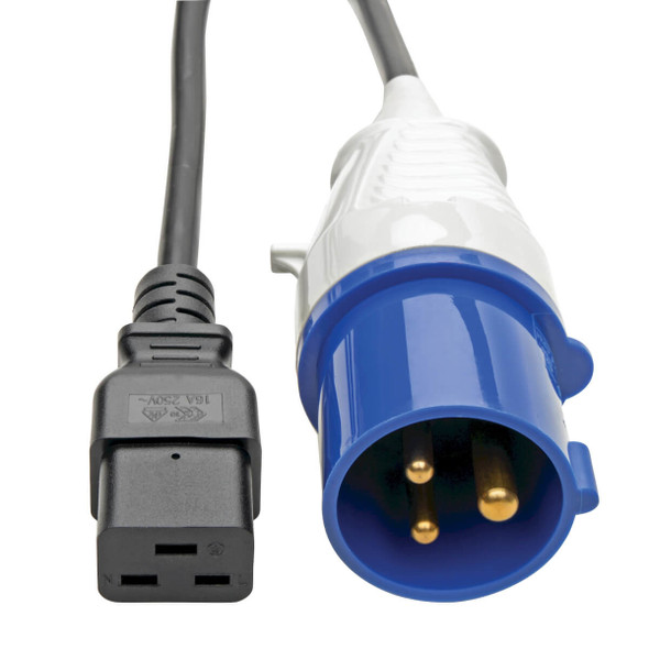 Tripp Lite P070-010 IEC 309 to C19, Heavy-Duty Extension Cord - 16A, 250V, 16 AWG, 10 ft. (3.05 m), Black P070-010 037332160706