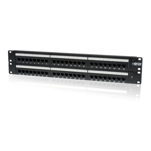 Tripp Lite N052-048 48-Port 2U Rack-Mount Cat5e 110 Patch Panel, 568B, RJ45 Ethernet, TAA N052-048 037332013200