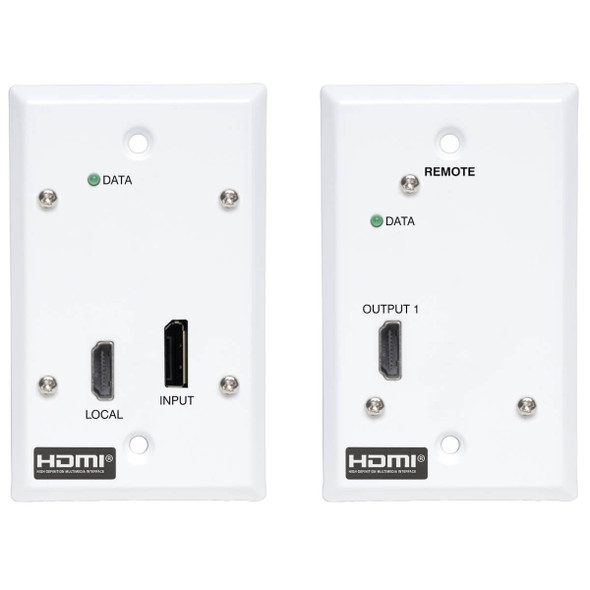 Tripp Lite B127A-1A1-FDFH DisplayPort to HDMI over Cat6 Extender Kit, Wall Plate, 4K 60 Hz, 4:4:4, PoC, HDCP 2.2, 230 ft. (70.1 m), TAA B127A-1A1-FDFH 037332263957