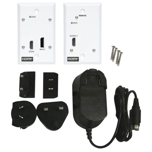 Tripp Lite B127A-1A1-FDFH DisplayPort to HDMI over Cat6 Extender Kit, Wall Plate, 4K 60 Hz, 4:4:4, PoC, HDCP 2.2, 230 ft. (70.1 m), TAA B127A-1A1-FDFH 037332263957