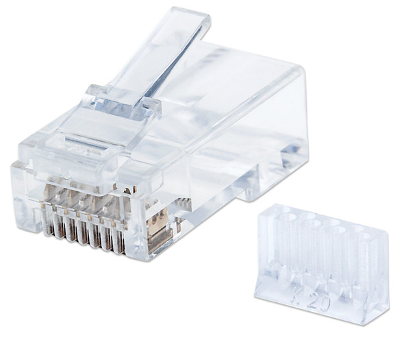 Intellinet RJ45 Modular Plugs, Cat6, UTP, 3-prong, for solid wire, 15 µ gold plated contacts, 90 pack 790604 766623790604