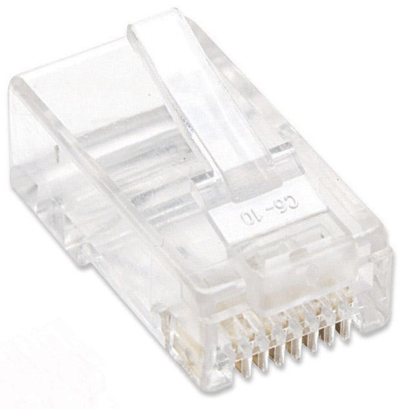 Intellinet RJ45 Modular Plugs, Cat5e, UTP, 3-prong, for solid wire, 15 µ gold plated contacts, 100 pack 502399 766623502399