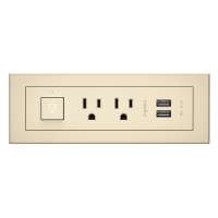 C2G Furniture Power Center with Power Switch, 2 Outlets and USB socket-outlet 2 x USB A + 2 x NEMA 5-15 Almond 16358 786776189094
