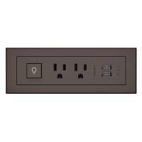C2G Furniture Power Center with Power Switch, 2 Outlets and USB socket-outlet 2 x USB A + 2 x NEMA 5-15 Brown 16357 786776189063