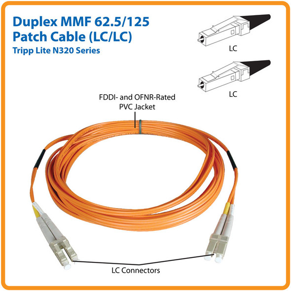 Tripp Lite N320-04M Duplex Multimode 62.5/125 Fiber Patch Cable (LC/LC), 4M (13 ft.) N320-04M 037332134936