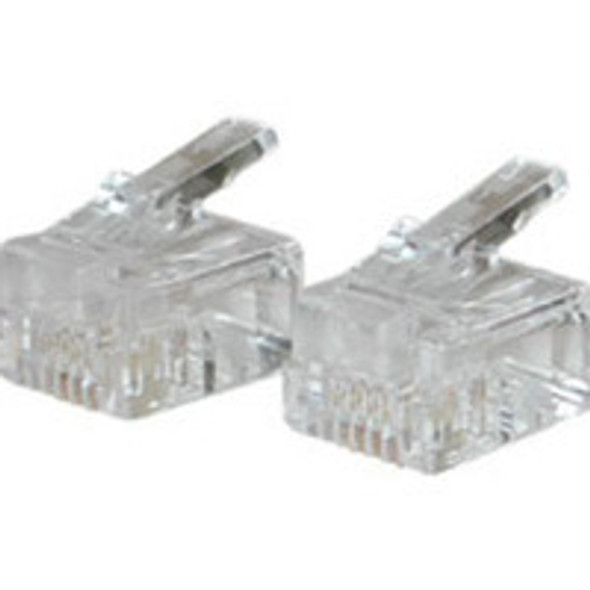 C2G Cables To Go RJ11 Modular Plug for Round Solid Cable - Phone Connector wire connector Transparent 27562 757120275626