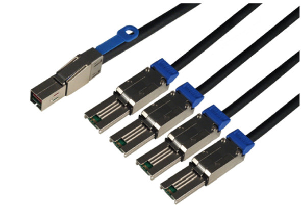Overland-Tandberg 2M external SAS 4-way fanout cable – mini-SAS HD (SFF-8644) to (4x) mini-SAS (SFF-8088) OV-CBLE8088FAN 695057132073