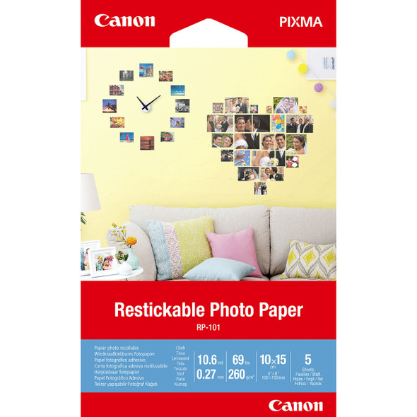 Canon RP-101 Removable Photo Stickers, 4x6", 5 sheets 3635C002 013803315899
