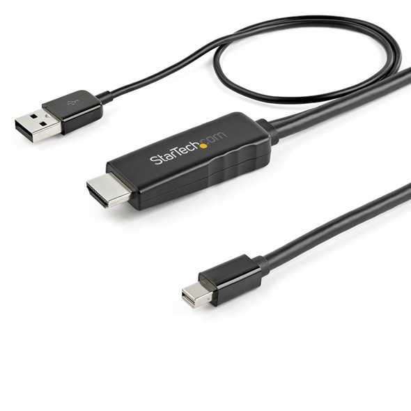 StarTech.com 3ft (1m) HDMI to Mini DisplayPort Cable 4K 30Hz - Active HDMI to mDP Adapter Converter Cable with Audio - USB Powered - Mac & Windows - Male to Male Video Adapter Cable HD2MDPMM1M 065030887557