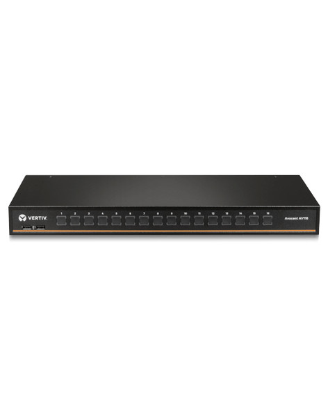 Vertiv Avocent 1x16 with USB, w/OSD, push (touch) button switching, keystroke switching, cascade support, internal power supply KVM switch AV116-400