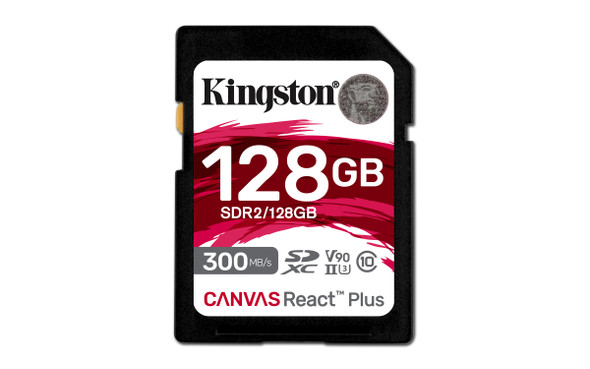 Kingston Technology SDR2/128GB 740617301960 128gb canvas react plus sdxc uhs-ii 300r/260w u3 v90 for full hd/4k/8k sdr2/128gb 740617301960