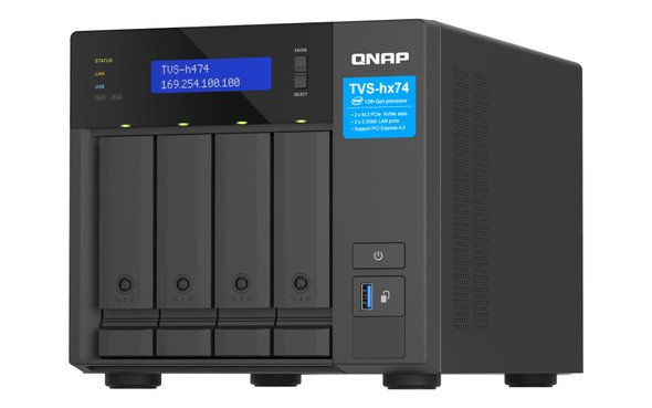 Qnap TVS-H474-PT-8G-US 885022024704 ultra-high speed 4 bay nas intel pentium gold g7400 2c processor  8gb ram d