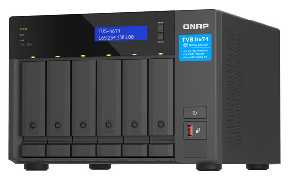 Qnap TVS-H674-I5-32G-US 885022024735 ultra-high speed 6 bay nas intel core i5-12400 6c/12t 32gb ram ddr4 ram 35/