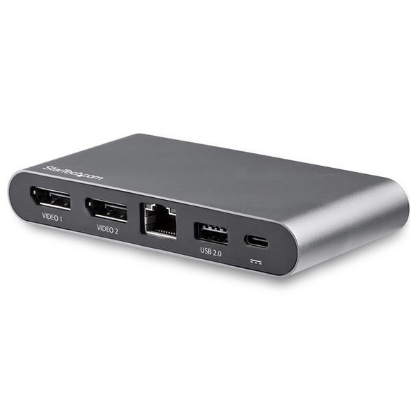 StarTech.com USB C Dock - 4K Dual Monitor DisplayPort - Mini Laptop Docking Station - 100W Power Delivery Passthrough - GbE, 2-Port USB-A Hub - USB Type-C Multiport Adapter - 3.3' Cable 43864