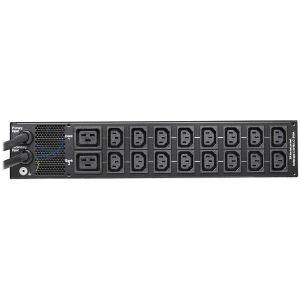 Tripp Lite PDUMNH32HVAT2 7.4kW 200-240V Single-Phase ATS/Monitored PDU - 16 C13 & 2 C19 Outlets, Dual IEC 309 32A Blue Inputs, 3 m Cords, 2U, TAA PDUMNH32HVAT2 037332261441