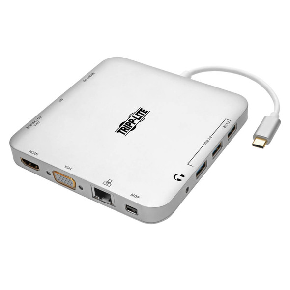Tripp Lite U442-DOCK2-S USB-C Dock, Dual Display - 4K HDMI/mDP, VGA, USB 3.2 Gen 1, USB-A/C Hub, GbE, 60W PD Charging U442-DOCK2-S 037332213488