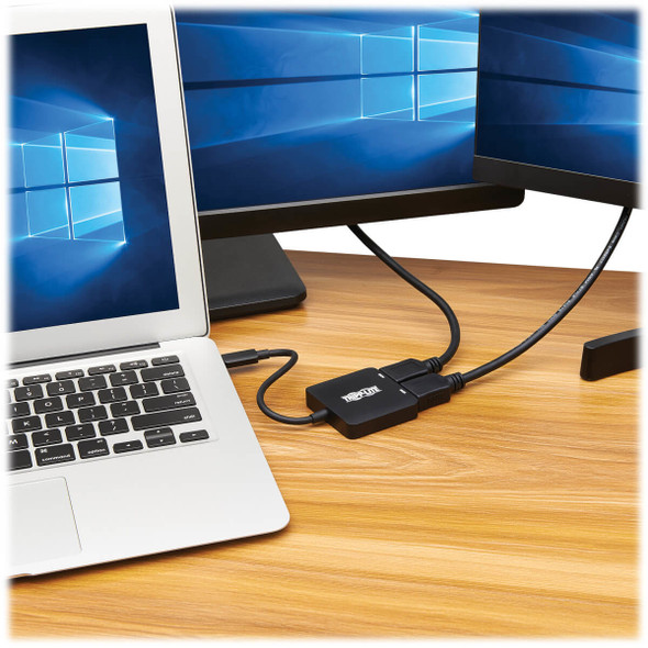 Tripp Lite U444-2H-MST4K6 USB-C Adapter, Dual Display - 4K 60 Hz HDMI, HDR, 4:4:4, HDCP 2.2, DP 1.4 Alt Mode, Black U444-2H-MST4K6 037332263773