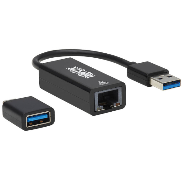 Tripp Lite U336-000-GB-CA USB-C, USB-A to RJ45 Gigabit Ethernet Network Adapter (2xM/F), USB 3.2 Gen 1, Black U336-000-GB-CA 037332266934