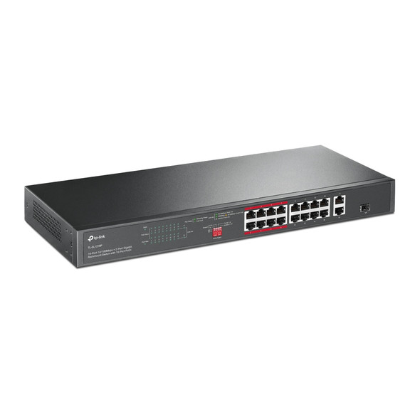 TP-Link 16-Port 10/100 Mbps + 2-Port Gigabit Rackmount PoE Switch with 16-Port PoE+ TL-SL1218P 845973088712