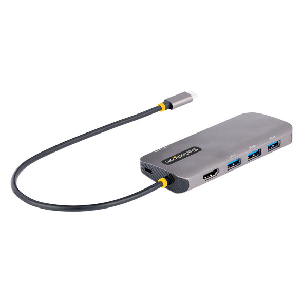 StarTech.com USB C Multiport Adapter, 4K 60Hz HDMI Video, 3 Port 5Gbps USB Hub, 100W Power Delivery Pass-Through, GbE, 12"/30cm Cable, Mini Travel Dock, Laptop Docking Station 127B-USBC-MULTIPORT 065030897372