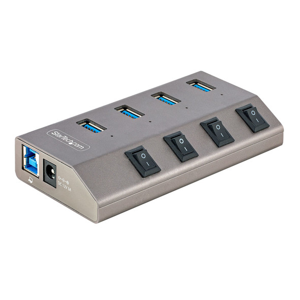StarTech.com 4-Port Self-Powered USB-C Hub with Individual On/Off Switches, USB 3.0 5Gbps Expansion Hub w/Power Supply, Desktop/Laptop USB-C to USB-A Hub, USB Type C Hub w/BC 1.2 5G4AIBS-USB-HUB-NA 065030893756